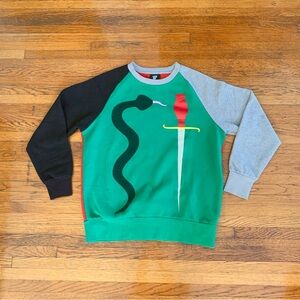 Lazy Oaf Colorblock Snake Graphic Crewneck Sweatshirt, Unisex Size S
